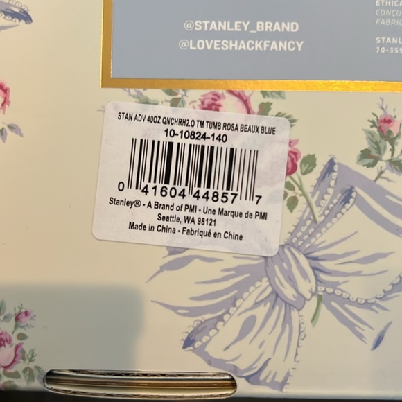 Stanley x LoveShackFancy 40 oz Quencher PACKAGING only Rosa Beaux Blue - Picture 5 of 5